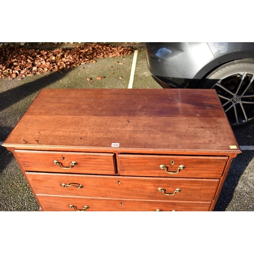 1046 - A small 18th century mahogany chest of drawers, 102cm wide x 49cm deep x 70cm high. ... 