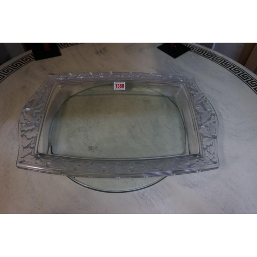 1365 - A Lalique 'Chene' frosted and clear glass tray, No.3467, 46.5cm wide, (chipped).