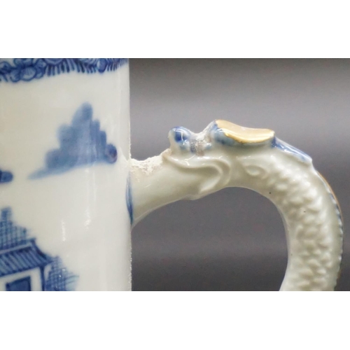 1305 - A large Chinese blue and white mug, late 18th century, 13.5cm high.