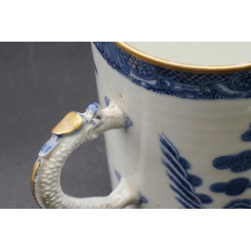 1305 - A large Chinese blue and white mug, late 18th century, 13.5cm high.