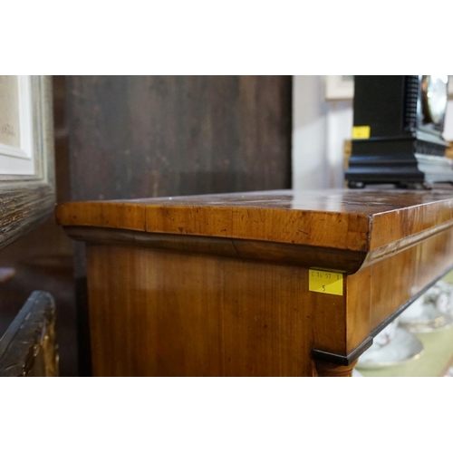 1331 - A Biedermeier walnut and ebonized open bookcase, 148cm high x 100.5cm wide.