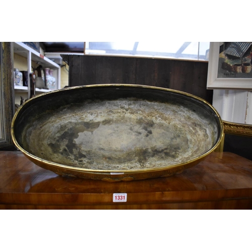 1341 - An antique Dutch brass oval jardiniere, with repousse decoration, 57cm wide. ... 