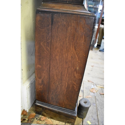 1343 - An 19th century oak, mahogany and walnut brass banded 30 hour longcase clock, with 12in square paint... 