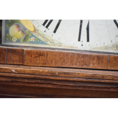 1343 - An 19th century oak, mahogany and walnut brass banded 30 hour longcase clock, with 12in square paint... 