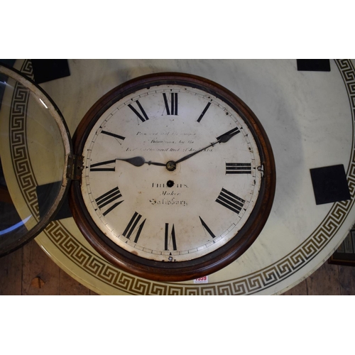 1347 - An early 19th century mahogany fusee circular wall clock, the 13in dial inscribed 'Phillips, Maker, ... 