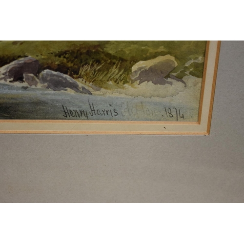 1348 - Henry Harris Clifton, a Highland river, signed and dated 1874, watercolour, 16 x 34.5cm.... 