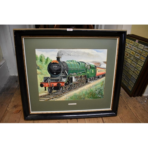 1351 - A Jampin, a Castle Class railway locomotive, signed, oil on board, 38 x 60cm; together with two othe... 