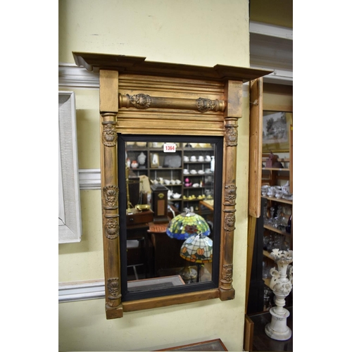 1364 - A small early 19th century gilt framed overmantel mirror, 63.5 x 49cm. 