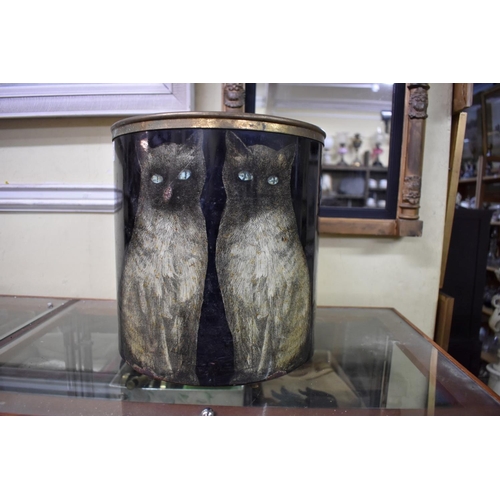 1366 - A vintage Piero Fornasetti 'Siamese Cats' wastepaper bin, 28.5cm high.... 