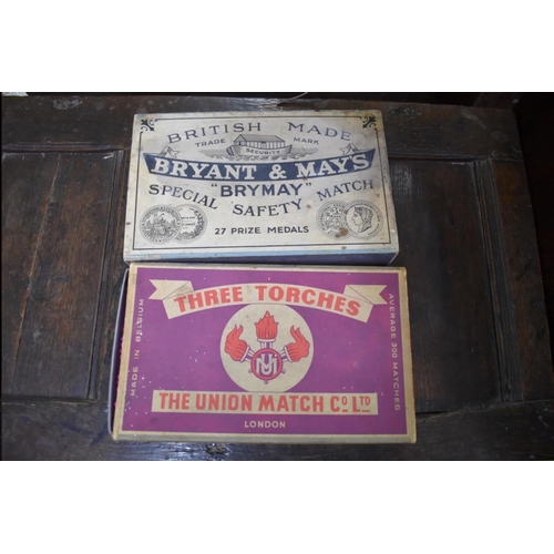 1382 - Two vintage shop display match boxes, with contents.