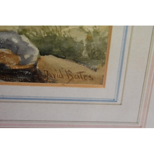 1394 - David Bates, 'In Glen Falloch, Dunbartonshire', signed, inscribed on old label verso, watercolo... 