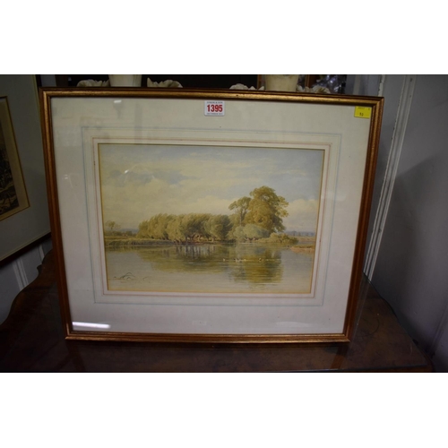 1395 - George Arthur Fripp, 'On The Thames', inscribed on old label verso, watercolour, 26 x 36cm.... 