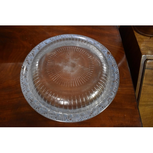 1406 - A large Lalique 'Marguerites' pattern clear and frosted glass circular bowl, 36cm diameter; together... 