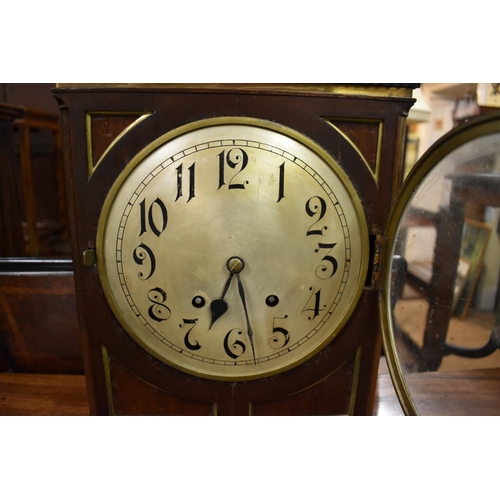 1409 - A late 19th century mahogany and brass bracket type clock, with 8in silvered circular dial, str... 