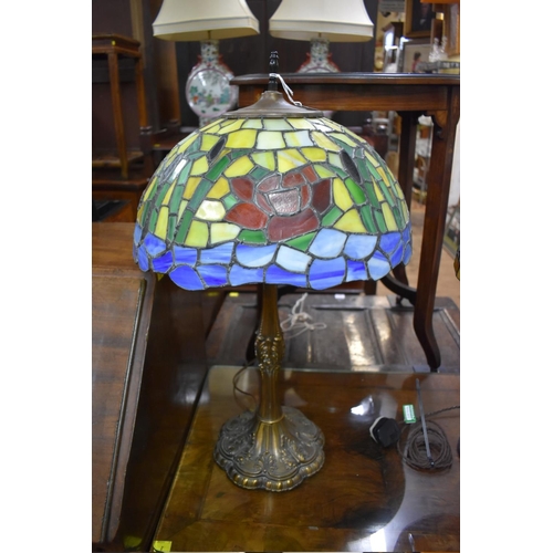 1412 - A Tiffany style stained glass table lamp, 68cm high. 