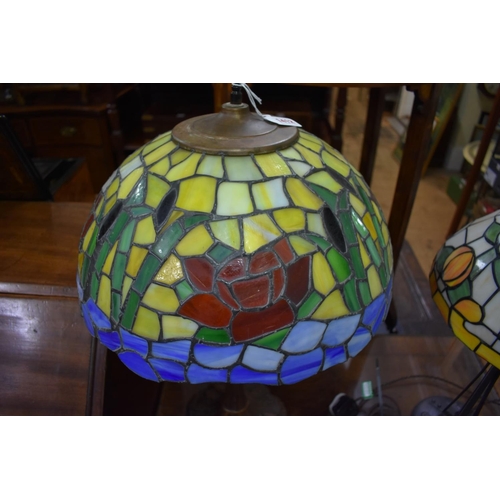 1412 - A Tiffany style stained glass table lamp, 68cm high. 