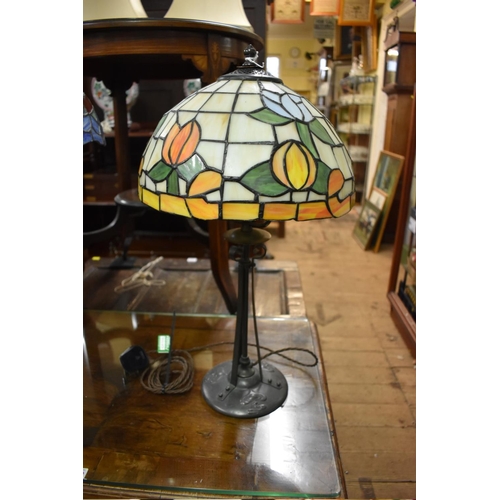 1413 - An Art Nouveau Tiffany style stained glass table lamp, 56.5cm high. 