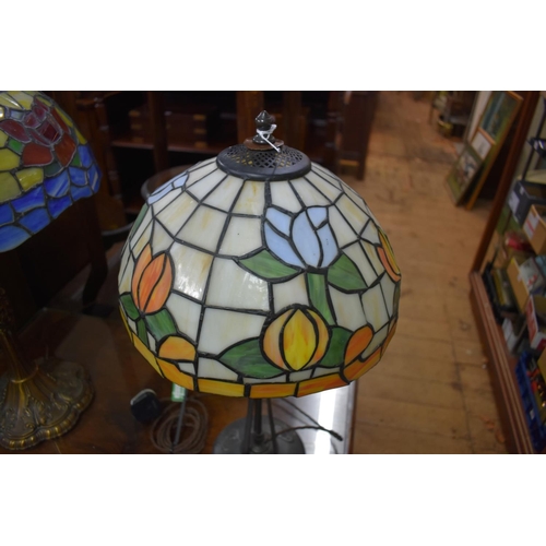 1413 - An Art Nouveau Tiffany style stained glass table lamp, 56.5cm high. 