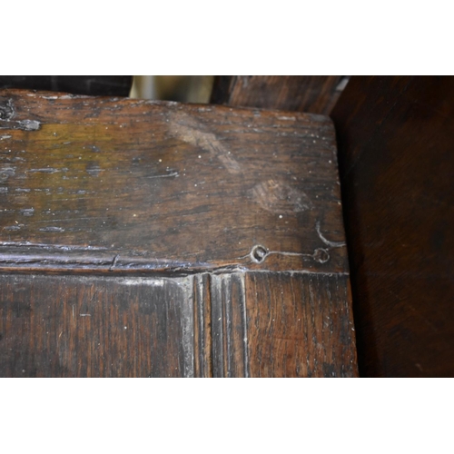 1415 - A late 17th century small oak panelled coffer, 81cm wide.