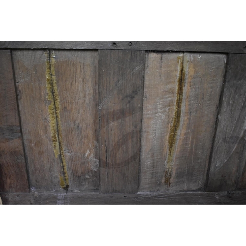 1415 - A late 17th century small oak panelled coffer, 81cm wide.