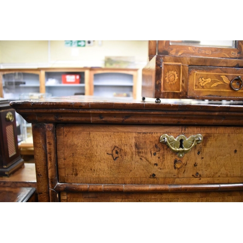 1417 - An 18th century walnut and crossbanded chest on later stand, 153.5cm high x 103cm wide.... 