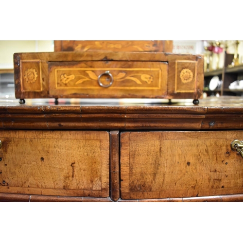 1417 - An 18th century walnut and crossbanded chest on later stand, 153.5cm high x 103cm wide.... 