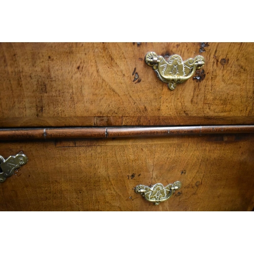 1417 - An 18th century walnut and crossbanded chest on later stand, 153.5cm high x 103cm wide.... 