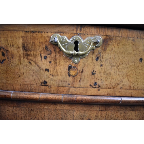 1417 - An 18th century walnut and crossbanded chest on later stand, 153.5cm high x 103cm wide.... 