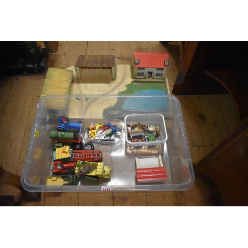 1419 - A small quantity of diecast vehicles; together with a Hornby O gauge clockwork locomotive; and other... 