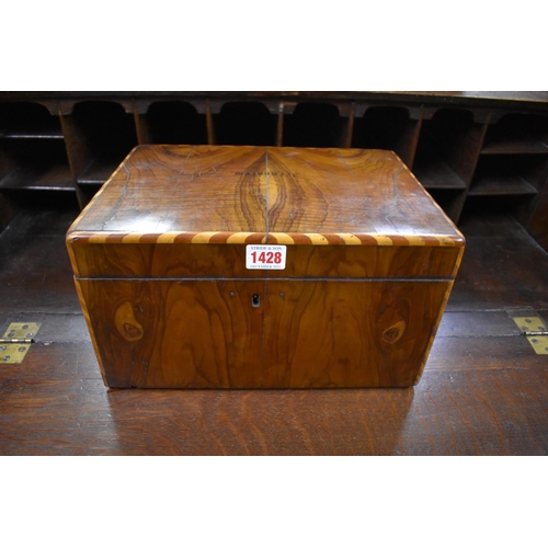 1428 - A Jerusalem olivewood work box, 32cm wide.