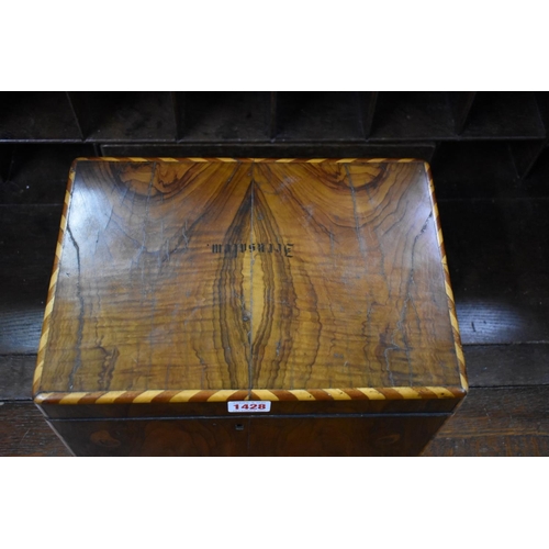 1428 - A Jerusalem olivewood work box, 32cm wide.