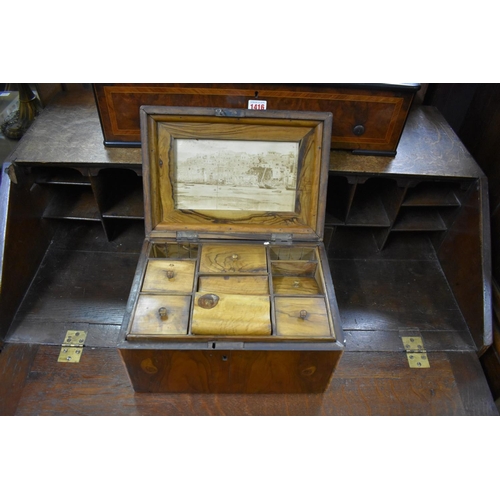 1428 - A Jerusalem olivewood work box, 32cm wide.