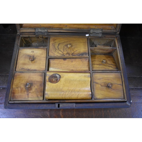 1428 - A Jerusalem olivewood work box, 32cm wide.