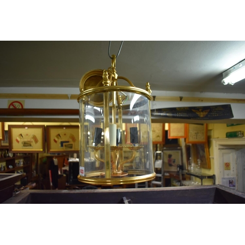 1433 - A modern brass four light ceiling lantern, total height 38.5cm. 