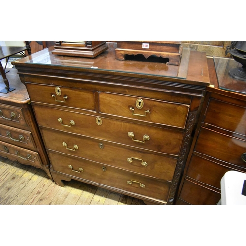 1438 - An 18th century mahogany chest of drawers, 101cm wide, (alterations). 