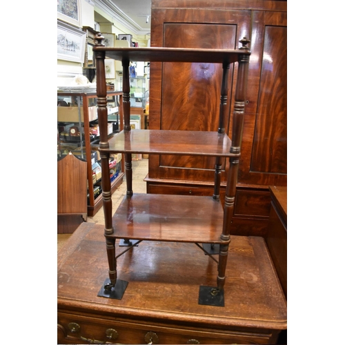 1443 - A small 19th century mahogany three tier whatnot, 77cm high x 38.5cm wide. 