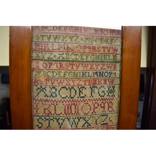 1448 - An 18th century alphabet sampler, dated 1735, 39 x 19cm.  