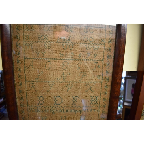 1450 - Two 19th century alphabet samplers, one by 'Agnes Jamieson', 43 x 30.5cm; the other by 'Jane M Aliso... 