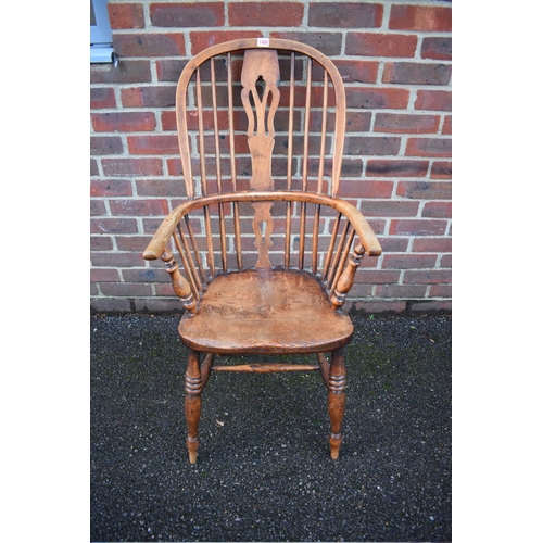 1468 - A Victorian ash, fruitwood and elm high back Windsor armchair. 