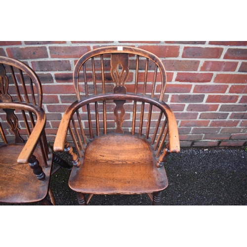 1469 - A pair of late Victorian ash and elm Windsor armchairs. 