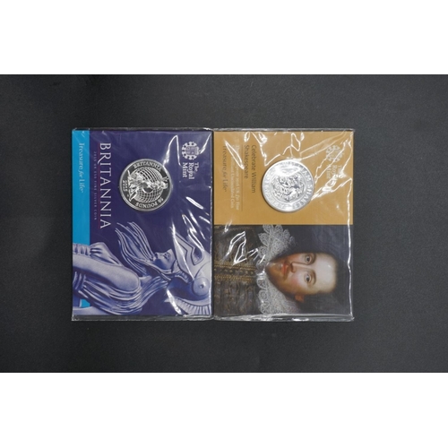 416 - Coins: Royal Mint, a 2015 Britannia silver fifty pound coin pack; together with a Royal Mint 2016 Sh... 