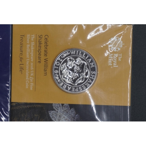 416 - Coins: Royal Mint, a 2015 Britannia silver fifty pound coin pack; together with a Royal Mint 2016 Sh... 