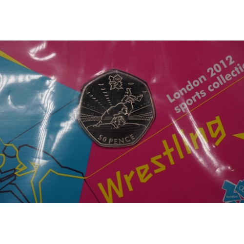 422 - Coins: Royal Mint, ten uncirculated London 2012 sports collection fifty pence pieces. (10)... 