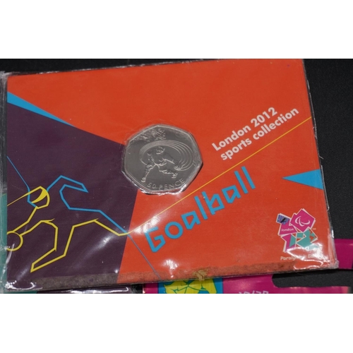 422 - Coins: Royal Mint, ten uncirculated London 2012 sports collection fifty pence pieces. (10)... 