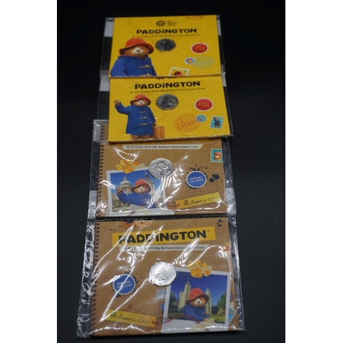 423 - Coins: Royal Mint, four 2019 Paddington Bear coin packs, sealed.