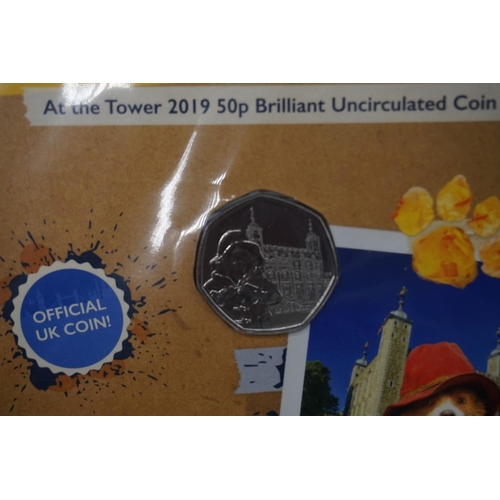 423 - Coins: Royal Mint, four 2019 Paddington Bear coin packs, sealed.