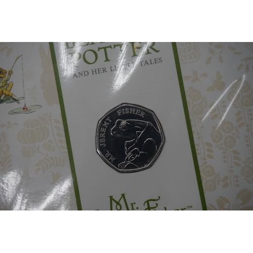 430 - Coins: Royal Mint, seven 'Beatrix Potter and Her Littles Tales' 2018 uncirculated fifty pence coin p... 