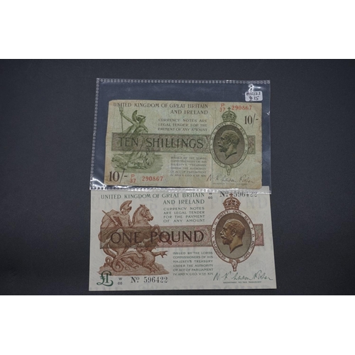 446 - Bank Notes: His Majesty's Treasury, George V one pound note N F Warren Fisher serial number W68... 