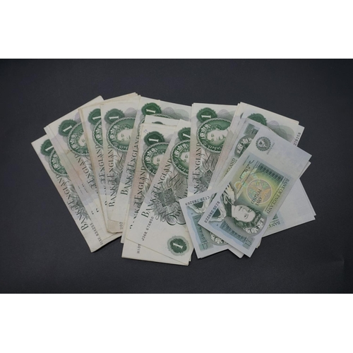 450 - Bank Notes: Bank Of England thirty-four one pound notes, comprising: two Leslie O'Brien; eight Jaspe... 