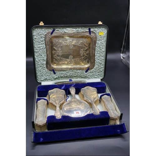 75 - A cased silver dressing table set, by Walker & Hall and others, different dates, to include an A... 